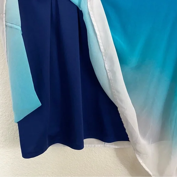 Lane Bryant sz:26/28 Ombré Blues to White Poncho Blouse Relaxed Fit Top - Picture 9 of 11